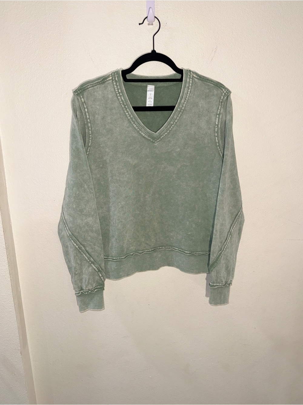 Marika Washed Sage V-Neck Pullover Sweater